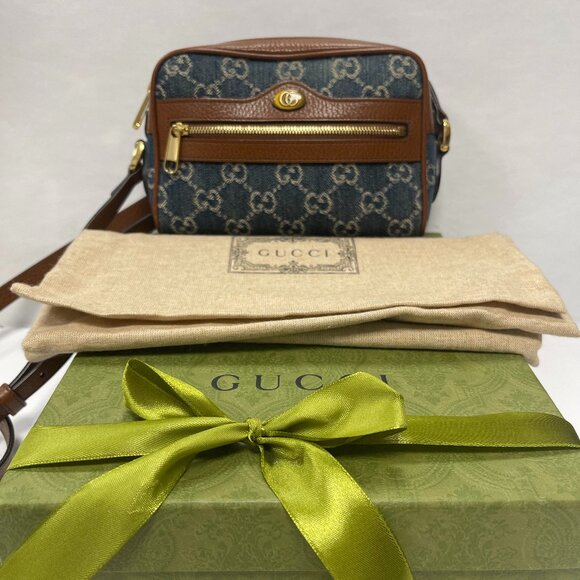 Gucci Ophidia Denim GG Monogram w/ Calfskin Leather Shoulder Bag - Preowned - Picture 15 of 15